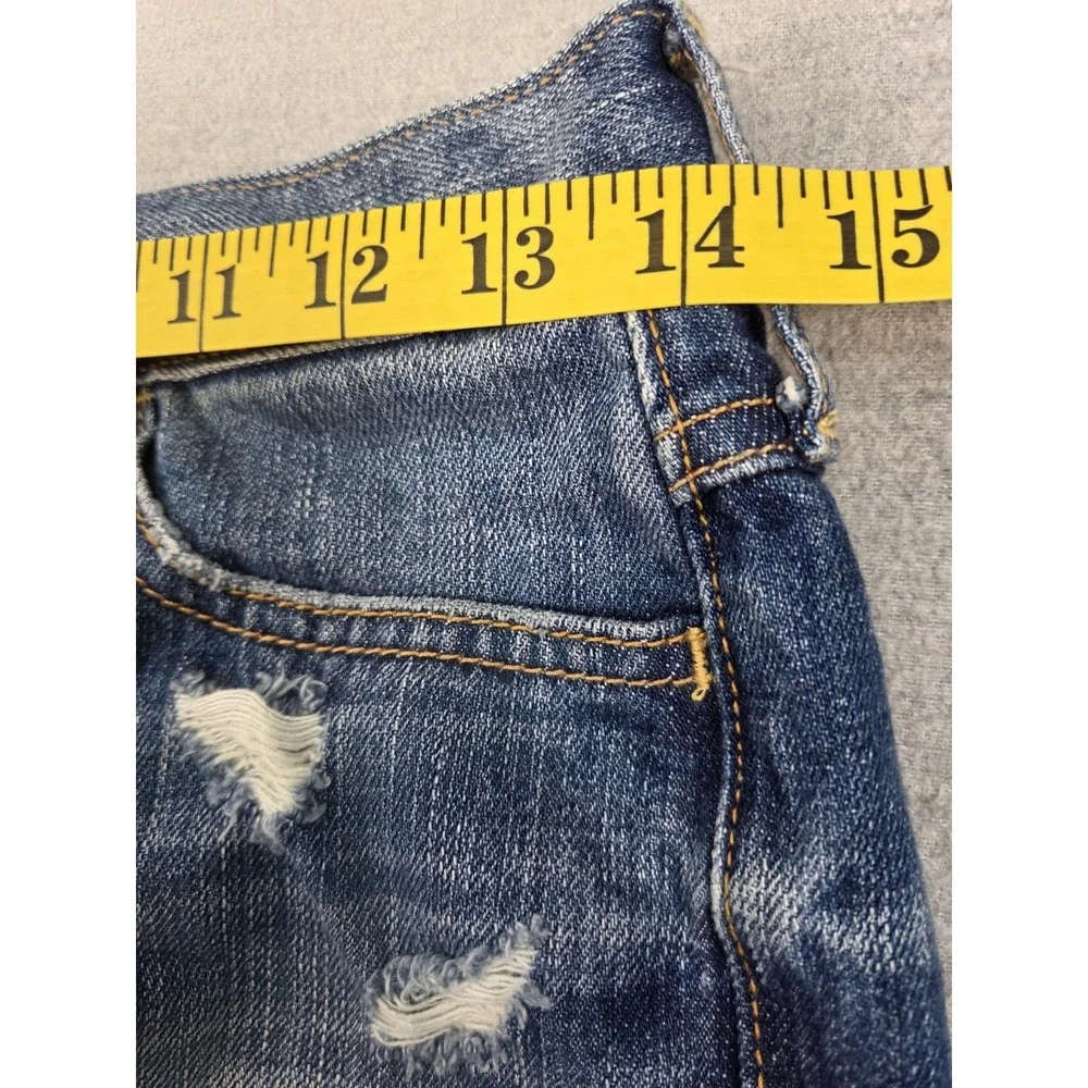 Hollister 5 Jean Shorts Frayed Denim Seagull Logo Vintage Distressed Boho Grunge - Picture 4 of 8